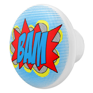 Bouton De Porte En Céramique Cool Vintage de bande dessinée Pop Art Style BAM!