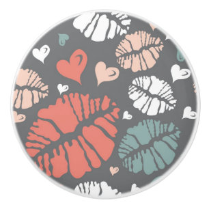 Bouton De Porte En Céramique Copie de baiser et motif de coeur