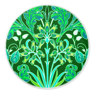 Bouton De Porte En Céramique Copie de jacinthe de William Morris, vert vert