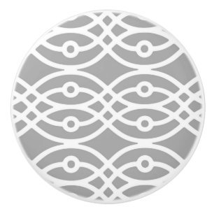 Bouton De Porte En Céramique Copie de kimono, gris argenté et blanc