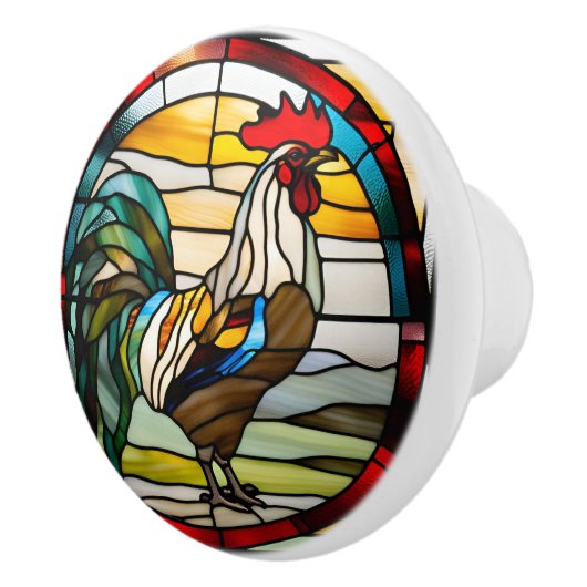 Bouton De Porte En Céramique Coq En Verre Trait Faux (Droite)
