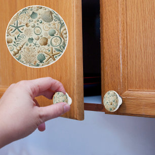 Bouton De Porte En Céramique Coquillages Côtiers