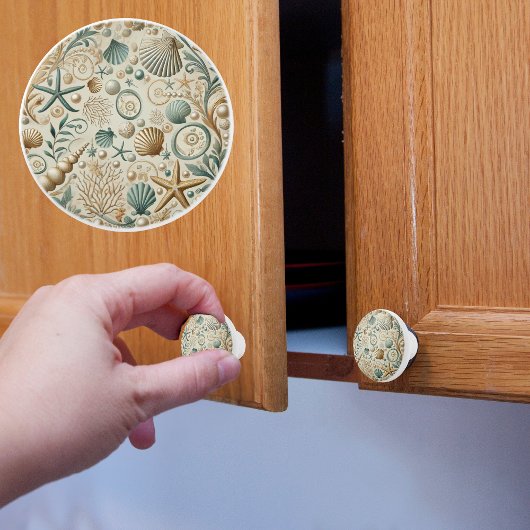 Bouton De Porte En Céramique Coquillages Côtiers