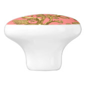 Bouton De Porte En Céramique Corail avec algue dorée (Côté)