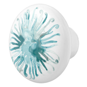Bouton De Porte En Céramique Corail d'aquarelle - bleu 2