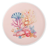 Bouton De Porte En Céramique Coral Nautique (Devant)