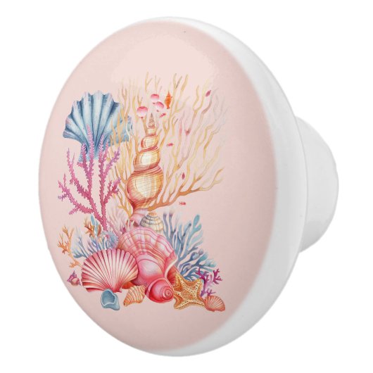 Bouton De Porte En Céramique Coral Nautique (Droite)