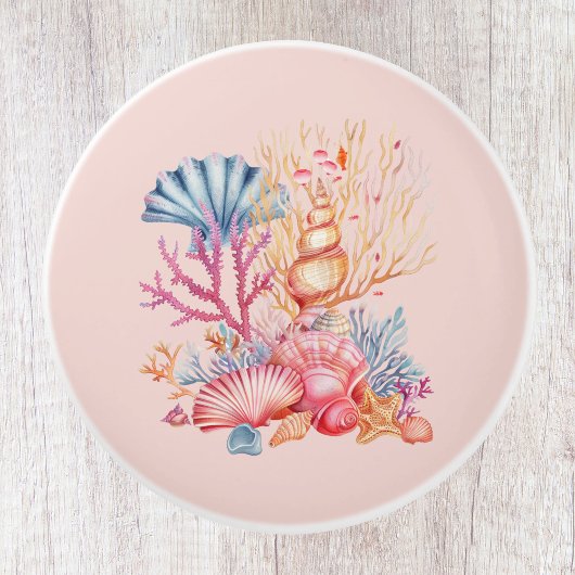 Bouton De Porte En Céramique Coral Nautique