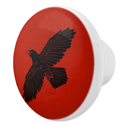 Bouton De Porte En Céramique Corbeau rouge (Droite)