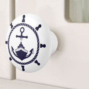 Bouton De Porte En Céramique Côte Blue Beach Yacht Bateau Bateau Helm Nautique