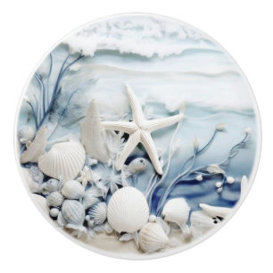 Bouton De Porte En Céramique Côte Sea Star Et Shell 3D