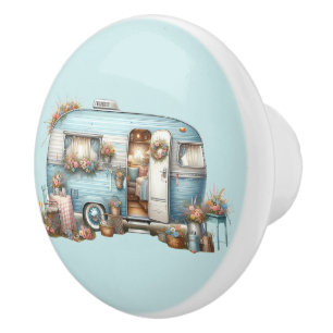 Bouton De Porte En Céramique Cottagecore Camper Vintage Floral Accents Boho