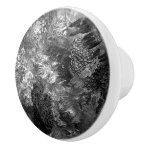 Bouton De Porte En Céramique Couches de cristaux gris