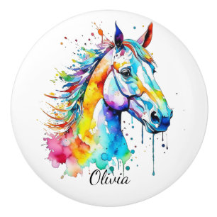 Bouton De Porte En Céramique Couleur d'aquarelle colorée conception de la tête