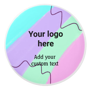 Bouton De Porte En Céramique Couleur pastel simple ajoutez votre logo texte per