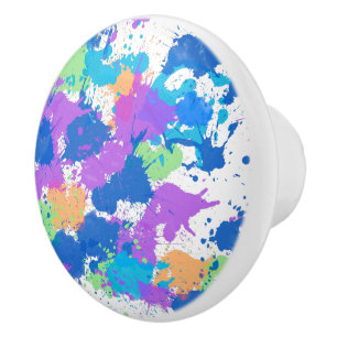 Bouton De Porte En Céramique Couleurs cool Peinture Abstraite, Blurple