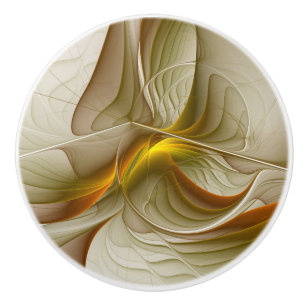 Bouton De Porte En Céramique Couleurs de métaux précieux, art fractal abstrait