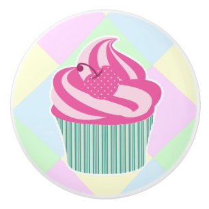 Bouton De Porte En Céramique Couleurs pastel de Cupcake rose mignonne