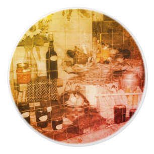 Bouton De Porte En Céramique Country Fair Produire une couleur partielle Vintag