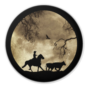 Bouton De Porte En Céramique Country Western Cowboy