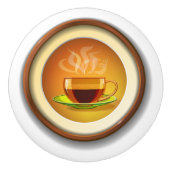 Bouton De Porte En Céramique Coupe de café chaud. (Devant)