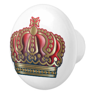 Bouton De Porte En Céramique Couronne de la Croix Royale - Bleu Or