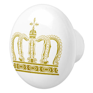 Bouton De Porte En Céramique Couronne Royale Dorée + votre fond & idées