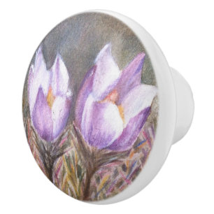 BOUTON DE PORTE EN CÉRAMIQUE COURPER CROCUSES KNOB CÉRAMIQUE