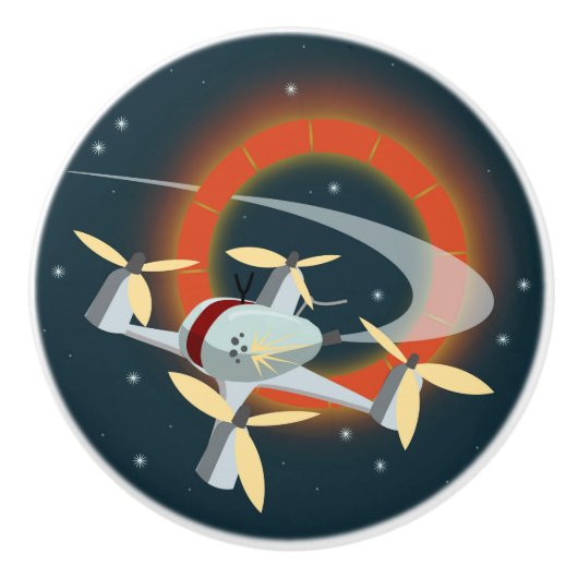 Bouton De Porte En Céramique Course de drones (Devant)