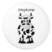 Bouton De Porte En Céramique Cow Design Personalised (Devant)