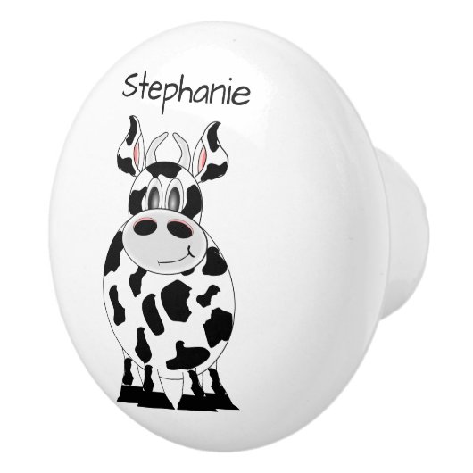 Bouton De Porte En Céramique Cow Design Personalised (Droite)