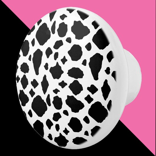 Bouton De Porte En Céramique Cow Pattern Black and White Farmhouse