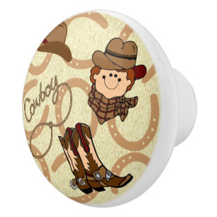 Bouton De Porte En Céramique Cowboy