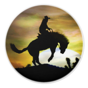 Bouton De Porte En Céramique Cowboy et Bucking Horse Knobs et Pulls