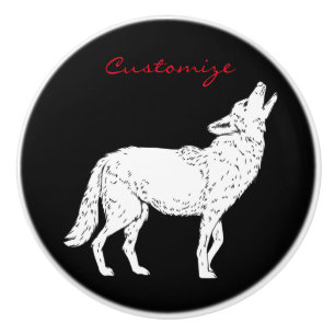 Bouton De Porte En Céramique Coyote hurlant Thunder_Cove