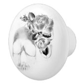 Bouton De Porte En Céramique Crâne et roses (Droite)