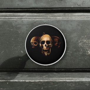 Bouton De Porte En Céramique Crânes gothiques sombres Trio noir créature humain