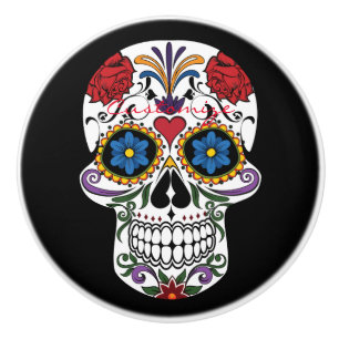 Bouton De Porte En Céramique Crânes humains décorés Art Thunder_Cove