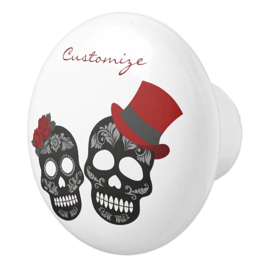 Bouton De Porte En Céramique Crânes noirs Duo Thunder_Cove (Droite)