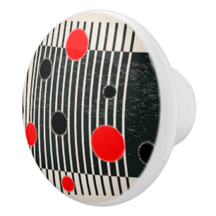 Bouton De Porte En Céramique "Crazy Red Dots" Ceramic Door Knoth