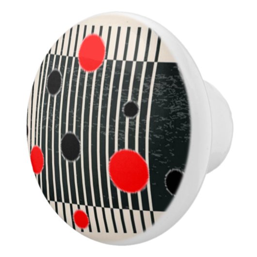 Bouton De Porte En Céramique "Crazy Red Dots" Ceramic Door Knoth (Droite)