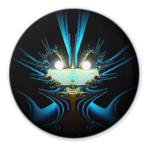 Bouton De Porte En Céramique Créature aux yeux lumineux bleu lumineux