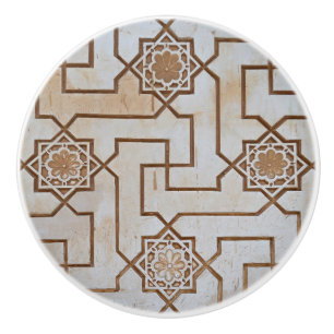 Bouton De Porte En Céramique Crème arabesque