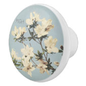 Bouton De Porte En Céramique Crème Azalea Fleurs Monogramme (Droite)