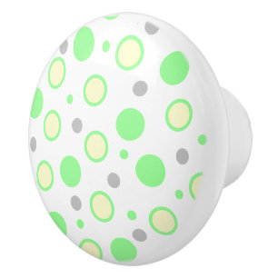 Bouton De Porte En Céramique Crème Géométrique Menthe Jaune 