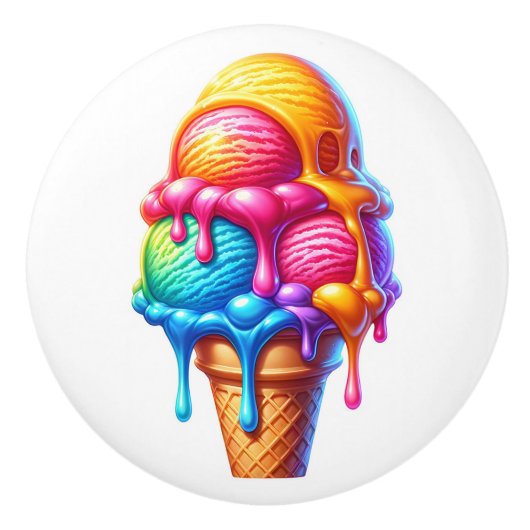 Bouton De Porte En Céramique Crème glacée attrayante (Devant)