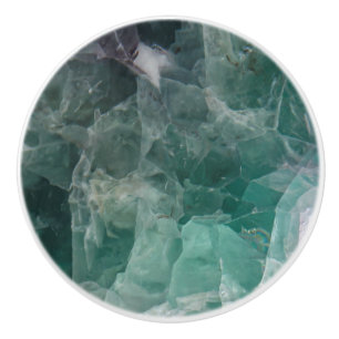 Bouton De Porte En Céramique Cristaux Turquoises de guérison des fluorures