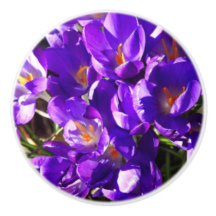 BOUTON DE PORTE EN CÉRAMIQUE CROCUS DE PRINTEMPS