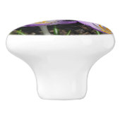 Bouton De Porte En Céramique Crocus violets ensoleillés (Côté)