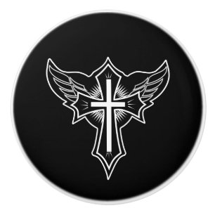 Bouton De Porte En Céramique Croix chrétienne